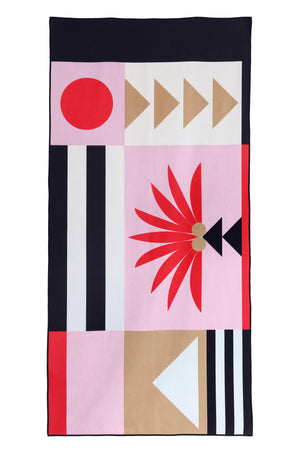 Gombocgoods Recycled material microfiber red black pink gold and white yoga beachtowel